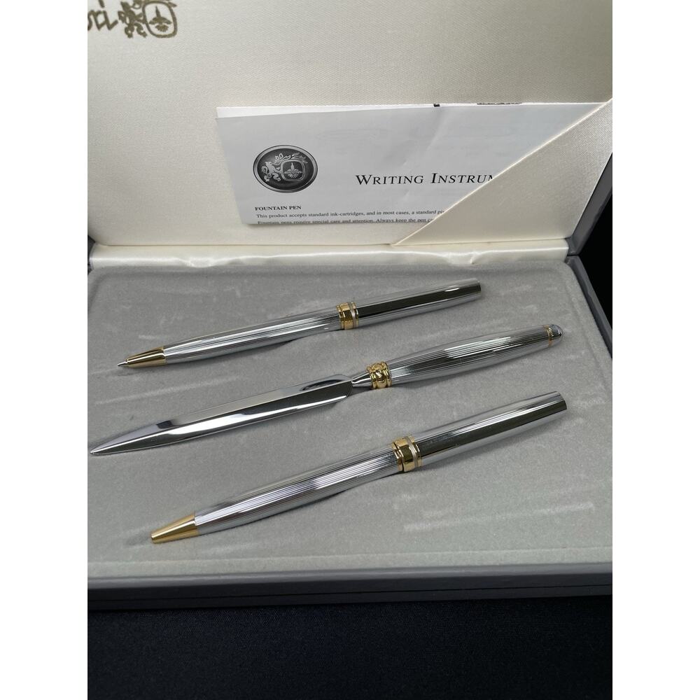 Vintage Colibri of London Writing Set 14kt Emblems Pen Pencil Letter Opener New!